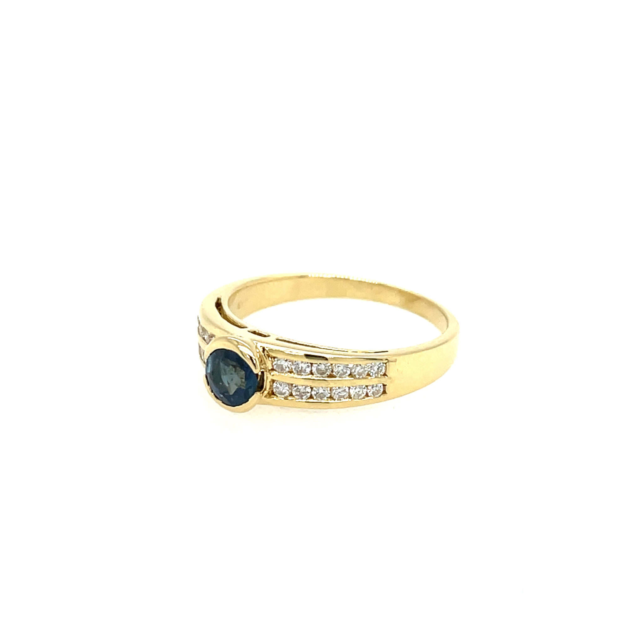 Saphir Ring Gr. 53,5 ca. 0,25ct Diamanten Gelbgold 750/ 18K - Bild 2