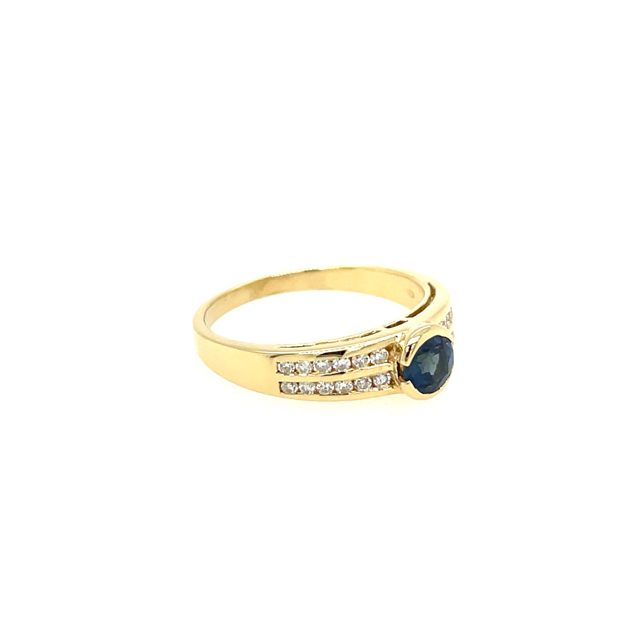 Saphir Ring Gr. 53,5 ca. 0,25ct Diamanten Gelbgold 750/ 18K - Bild 3