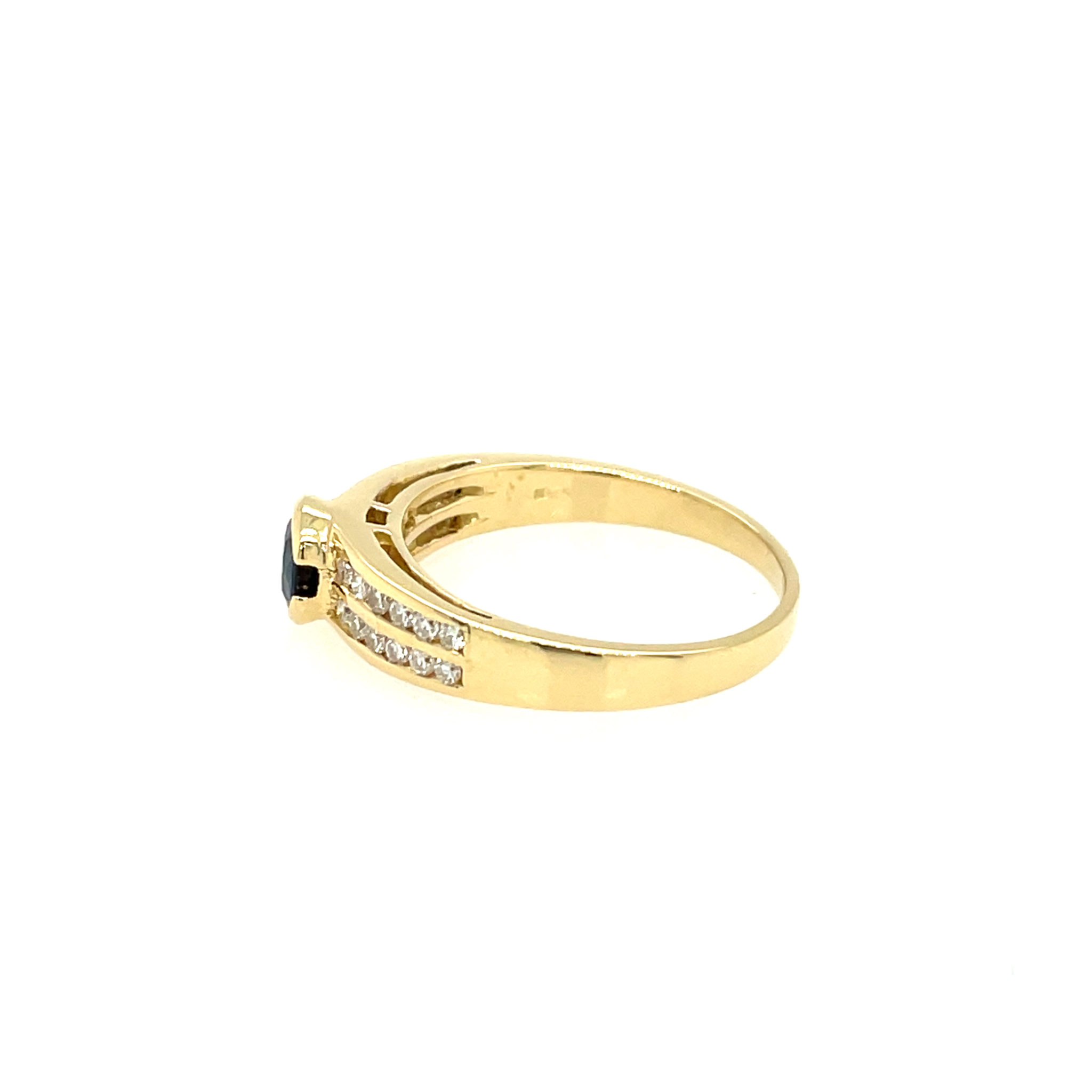 Saphir Ring Gr. 53,5 ca. 0,25ct Diamanten Gelbgold 750/ 18K - Bild 5