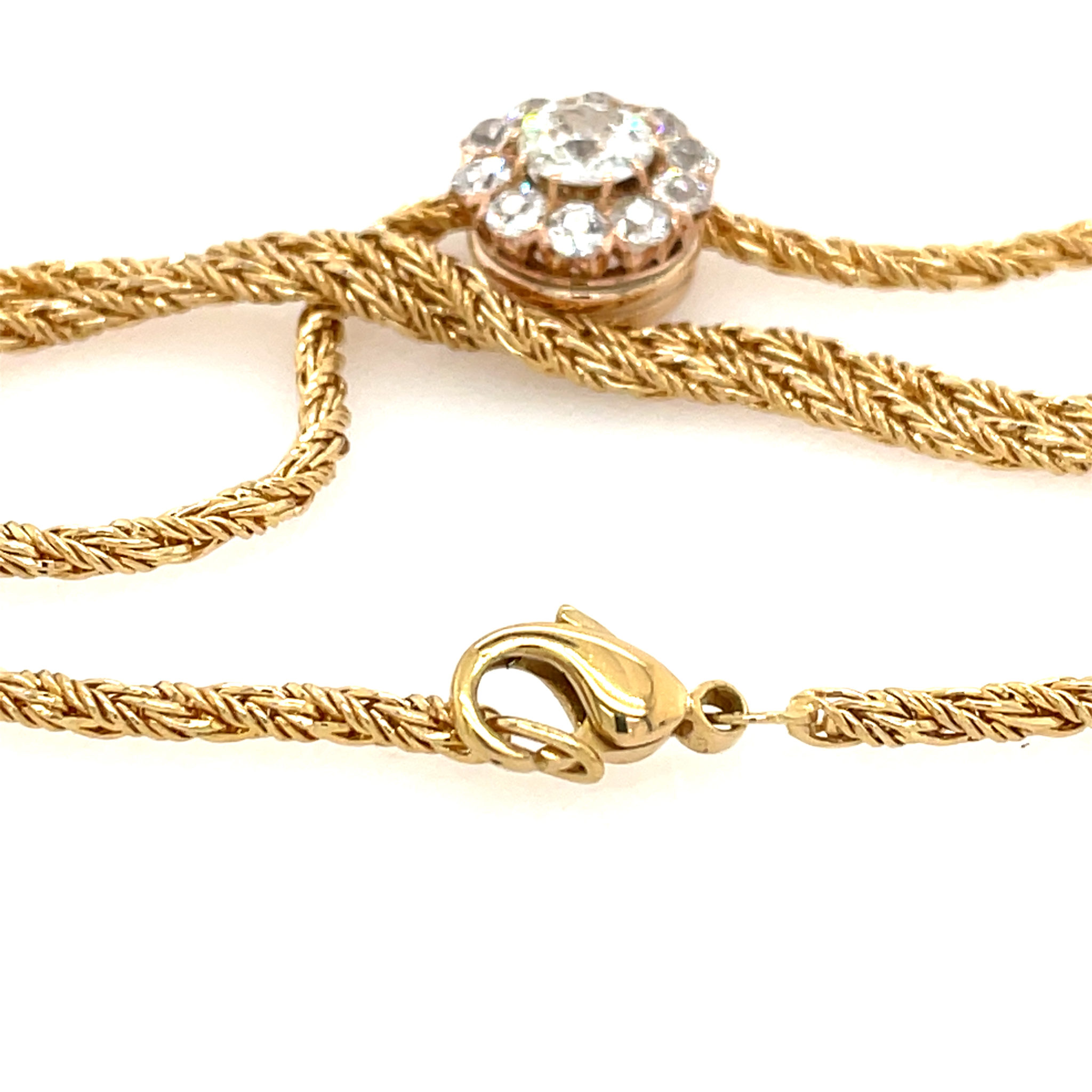 Diamanten im Altschliff Kordelcollier 39 cm ca. 2,50 ct Diamanten Bicolor 750/ 18K - Bild 4