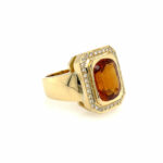 Citrin Ring Gr. 60 mit ca. 0,35 ct Diamanten Gelbgold 750/ 18K - Bild 3 Vorschau