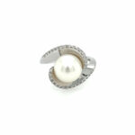 Süßwasserperle Ring Gr. 56 ca. 0,25 ct Diamanten Weißgold 585/ 14K Vorschau