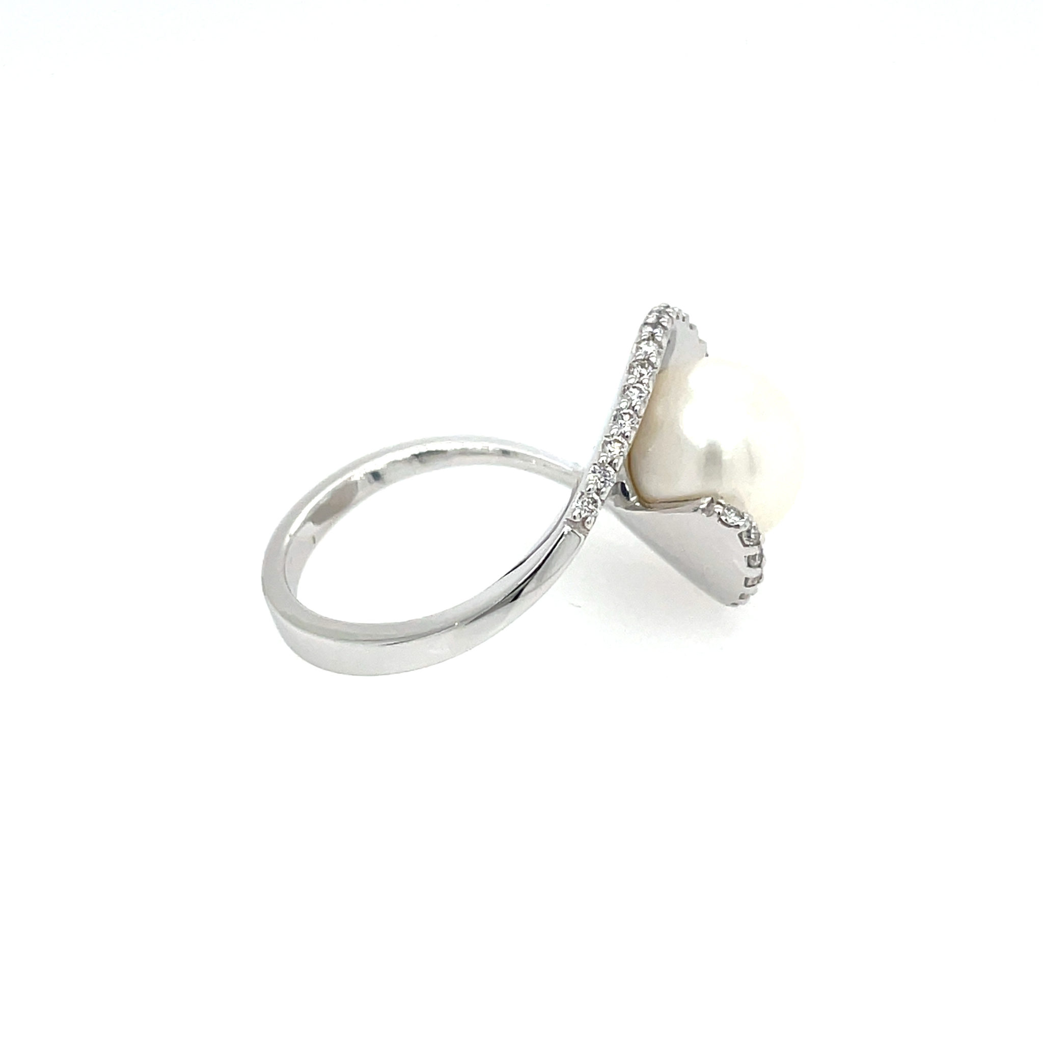 Süßwasserperle Ring Gr. 56 ca. 0,25 ct Diamanten Weißgold 585/ 14K - Bild 3