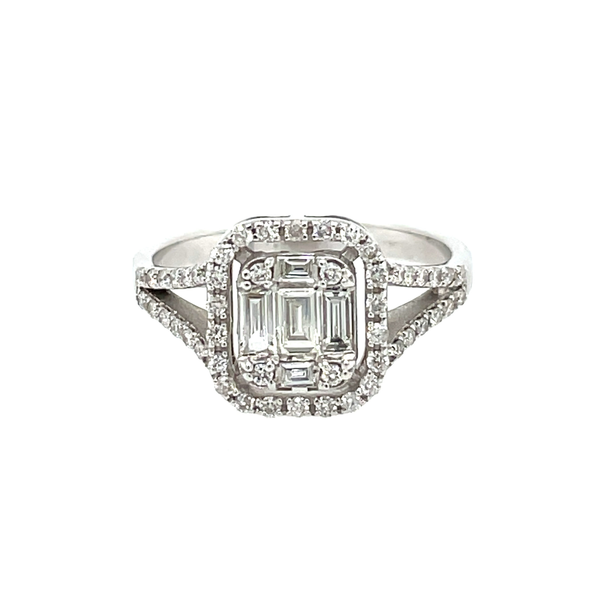 Entourage Ring Gr. 54 ca. 0,53ct Diamanten Weißgold 750/ 18K