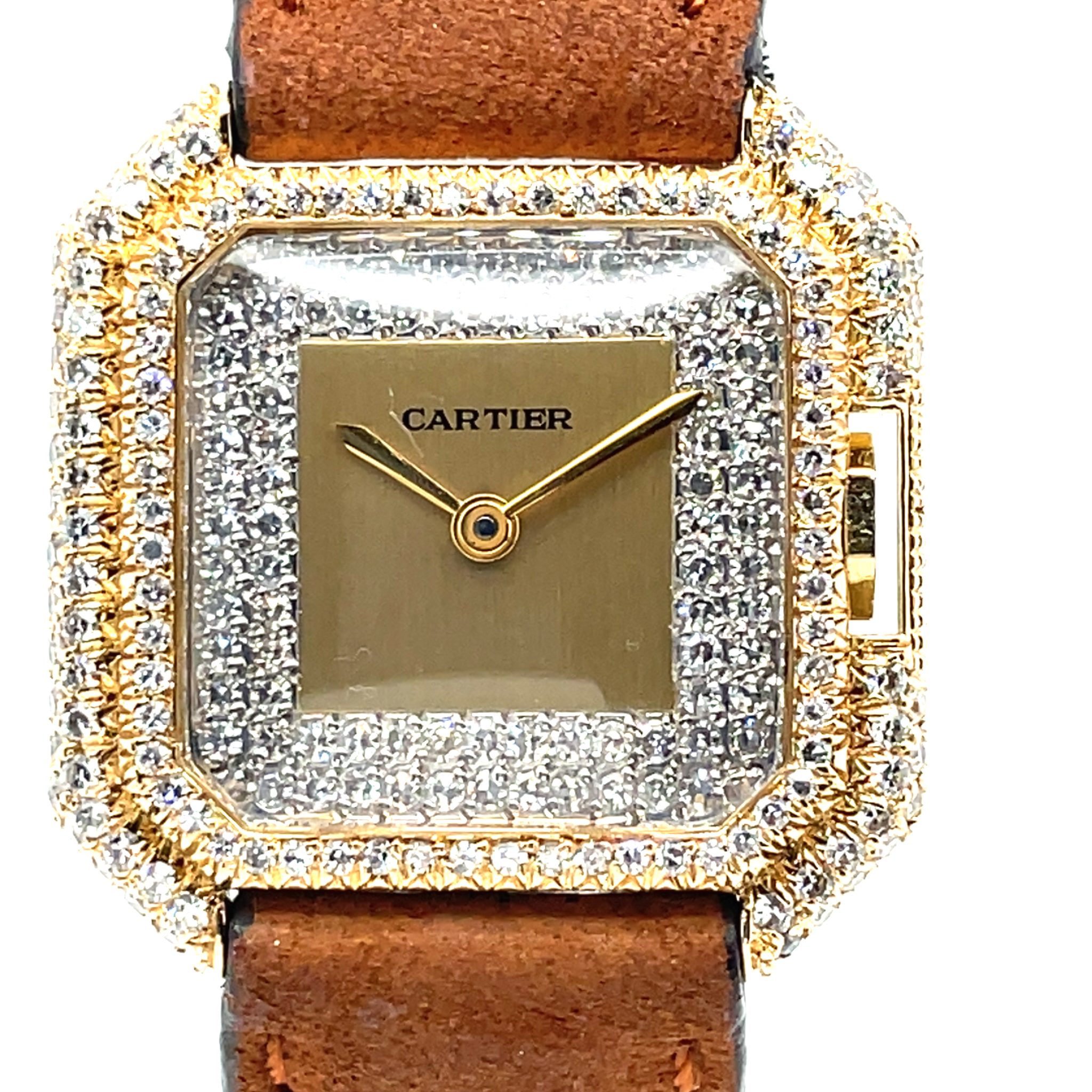 Cartier 18k Ceinture Ref. 7810 1980 Gold 18K Diamond watch Factory setting