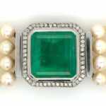 Smaragd Perlen Collier ca. 40,45ct 38cm Weißgold 750/ 18K - Bild 3 Vorschau