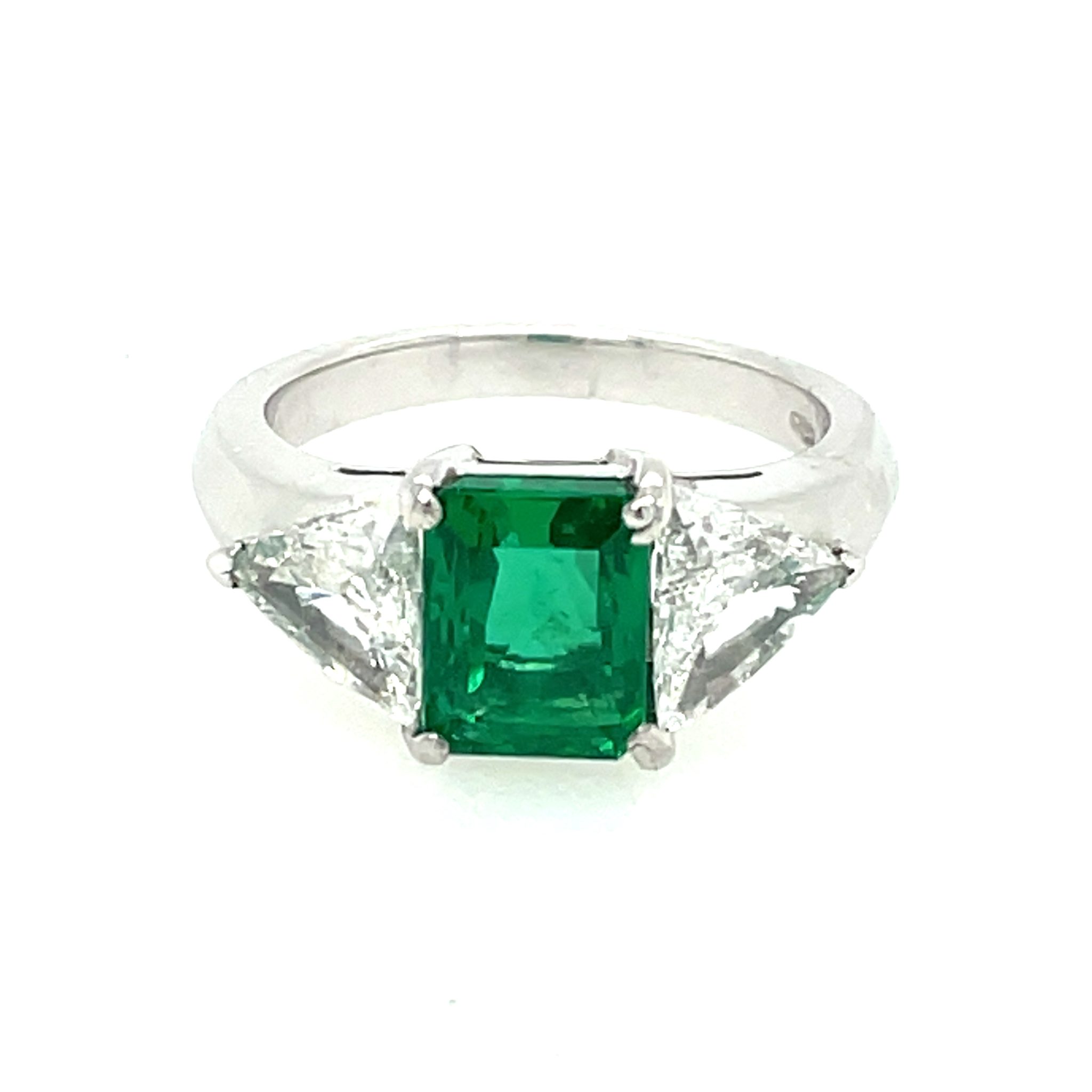 Smaragd Ring Gr.51 ca. 1,20 ct Diamanten Weißgold 750/18K