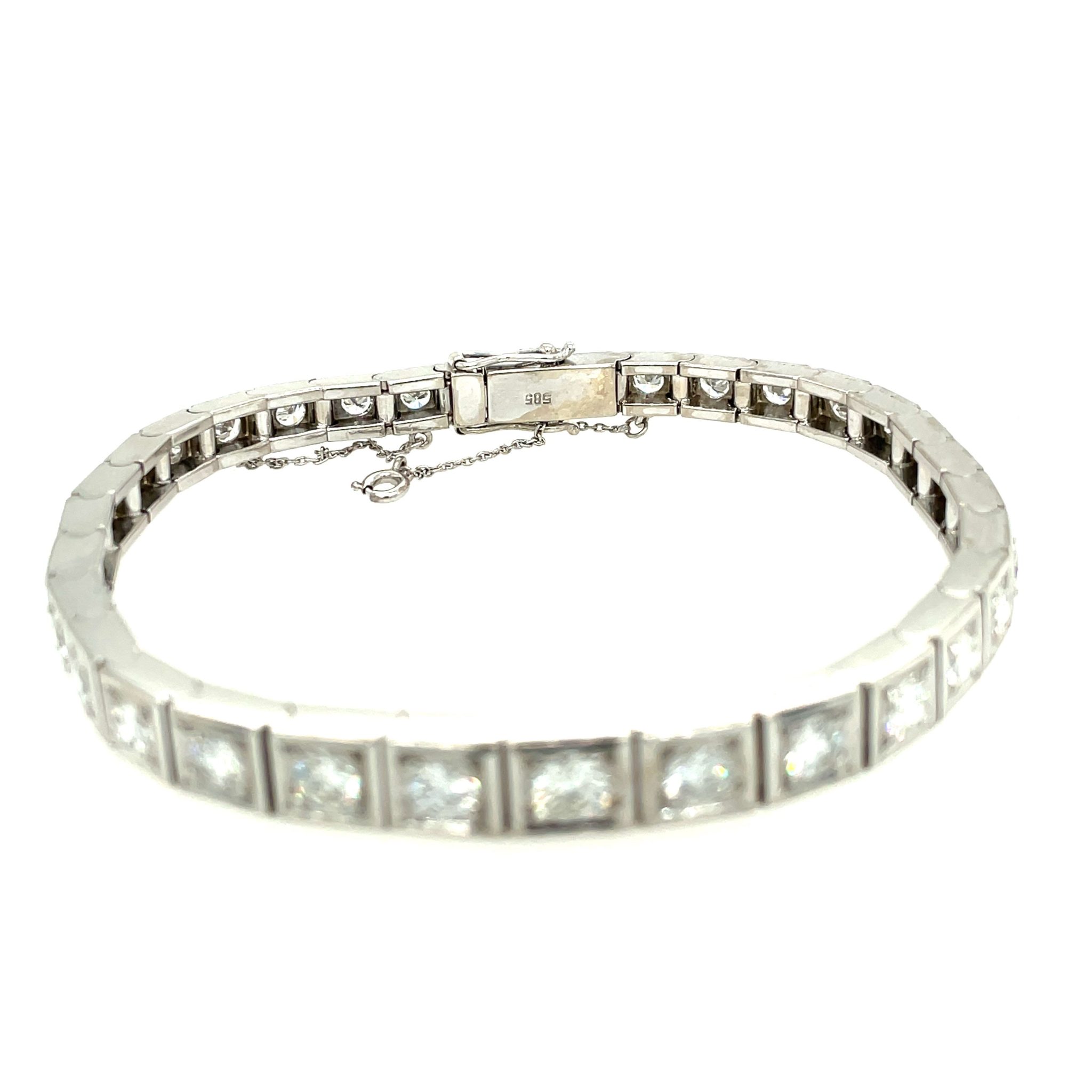 Tennisarmband 19cm ca.6ct Diamanten Weißgold 585/ 14K - Bild 2