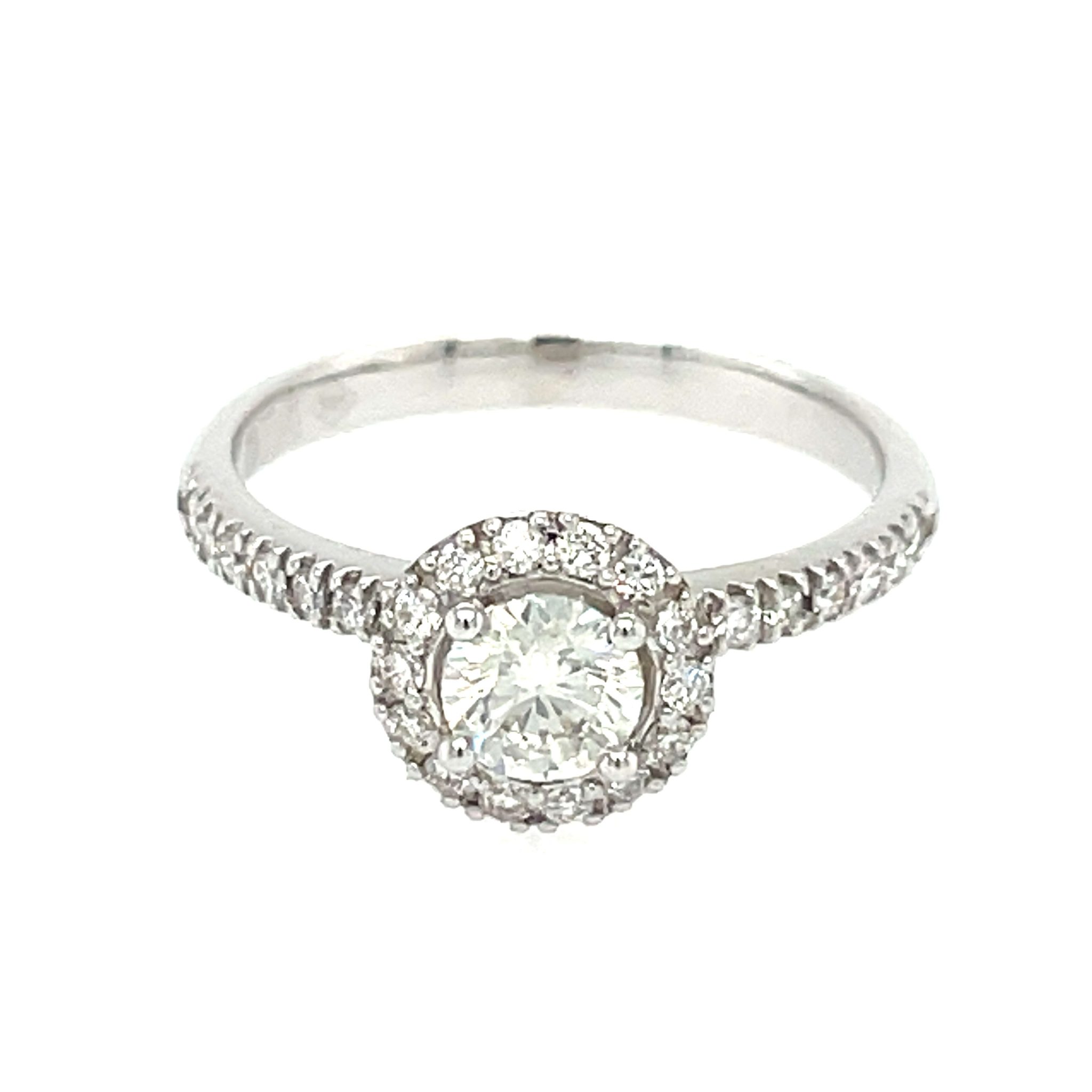 Solitärring Gr. 56 0,52ct Diamant Weißgold 585/ 14K AIG Zertifikat