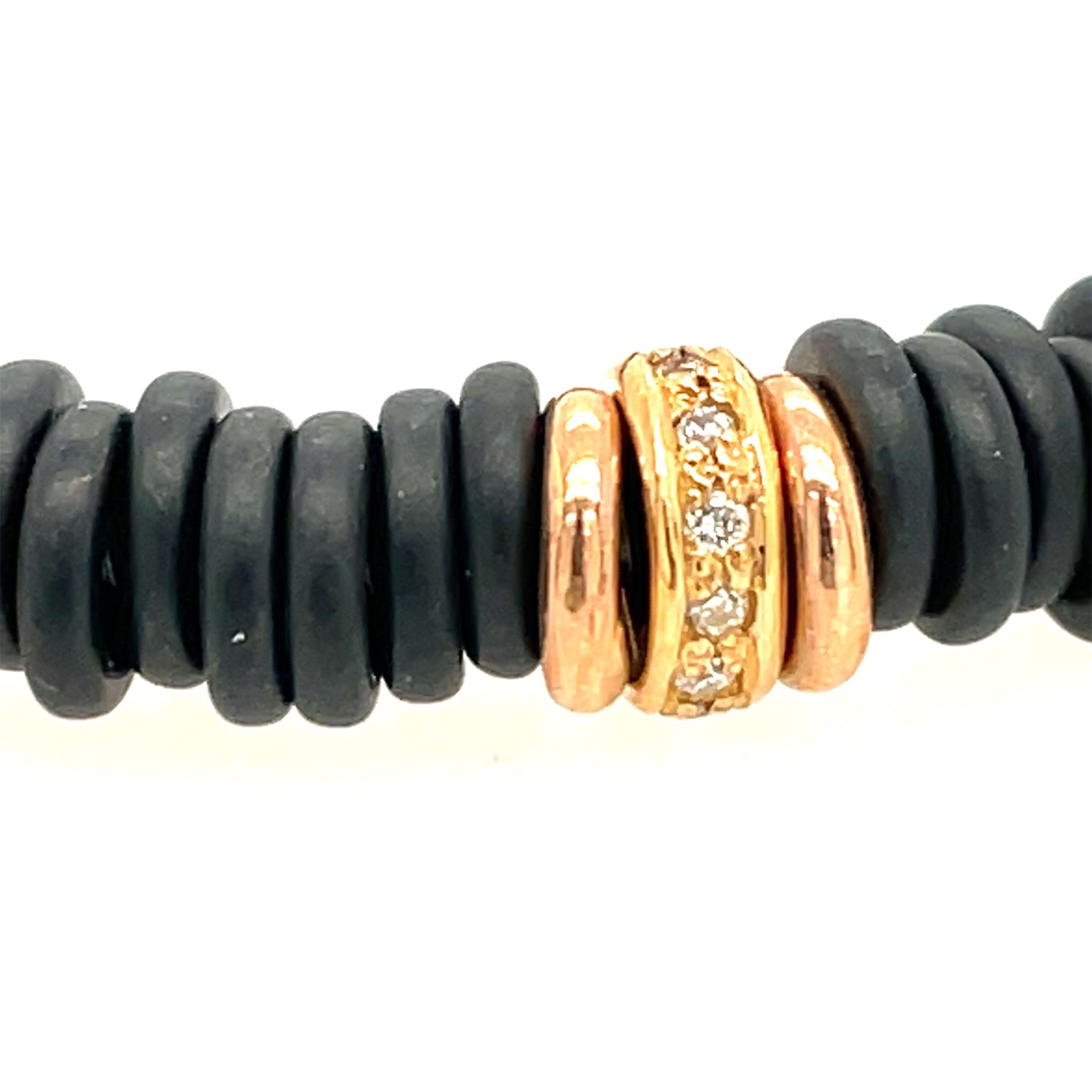 Scheiben Onyx Armband Flexibel 20 cm ca.0,10ct Diamanten Roségold 750/ 18K - Bild 3