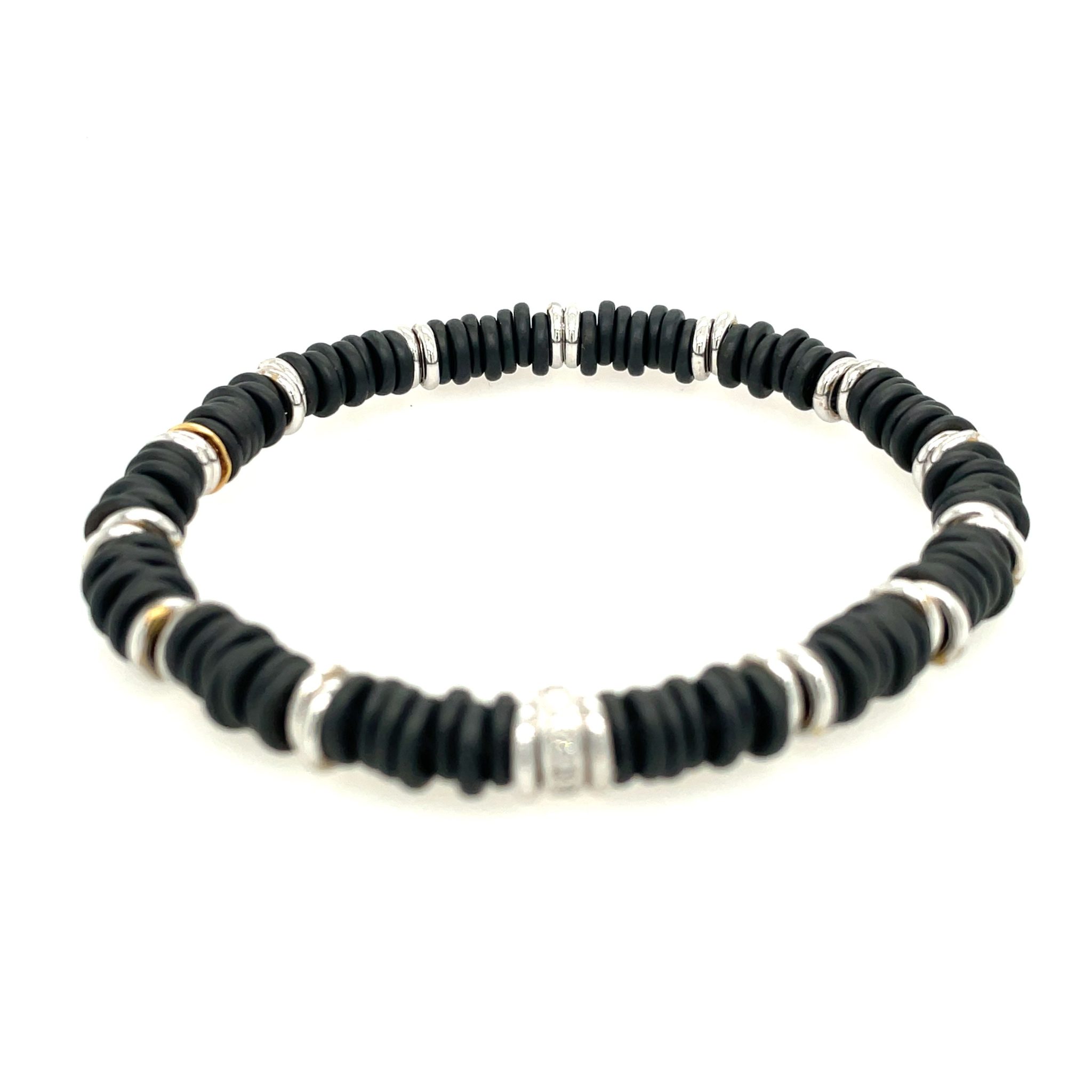 Spiralen Onyx Armband Flexibel 20 cm ca.0,10ct Diamanten Weißgold 750/ 18K - Bild 2