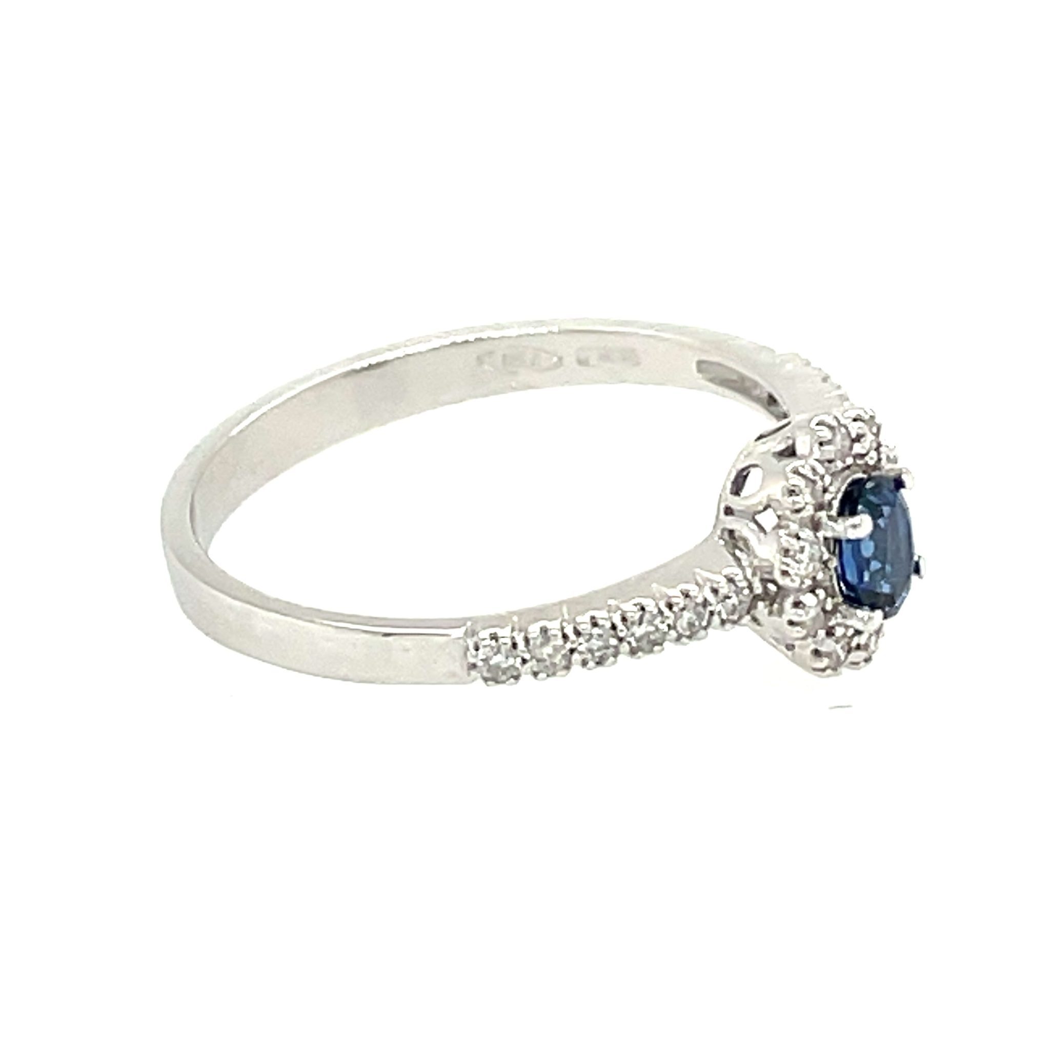 Entourage Saphir Ring Gr. 54 ca. 0,31 ct Diamanten Weißgold 750/ 18K - Bild 3