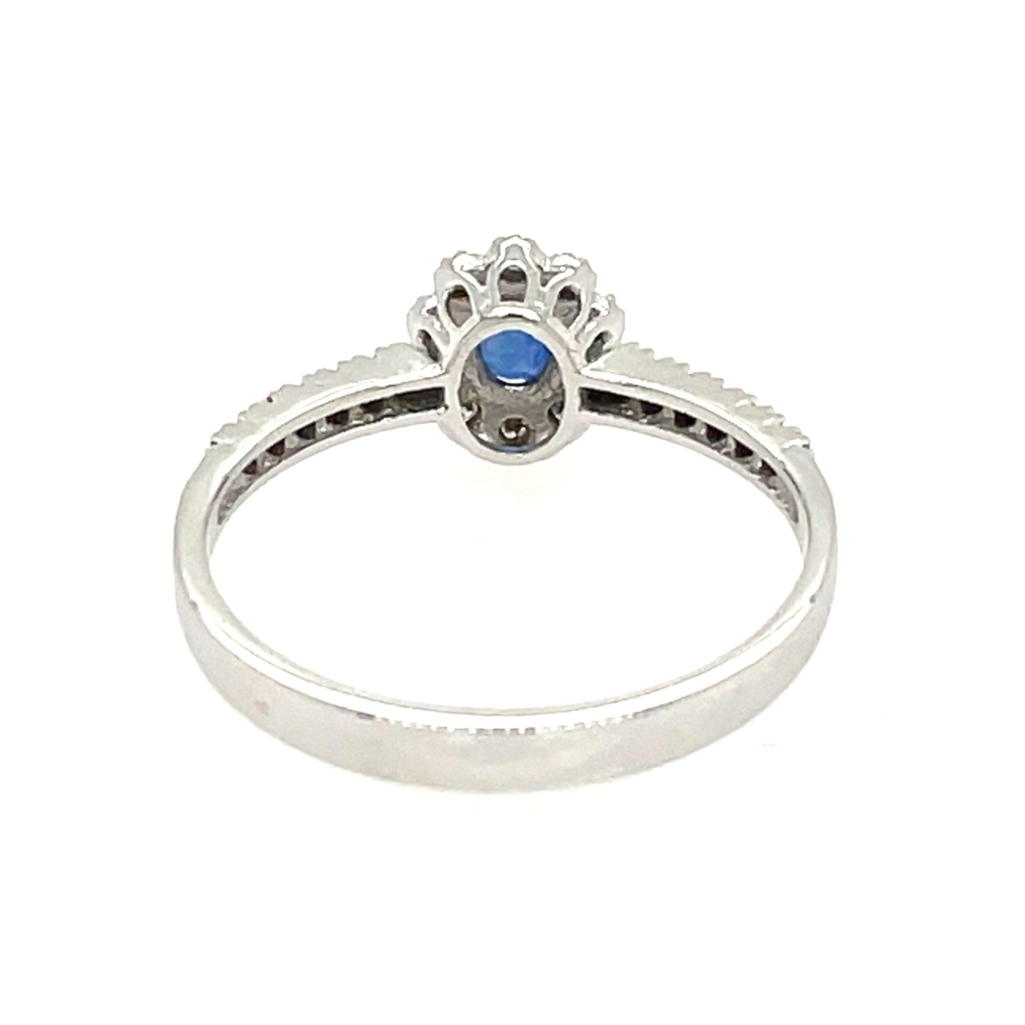 Entourage Saphir Ring Gr. 54 ca. 0,31 ct Diamanten Weißgold 750/ 18K - Bild 4