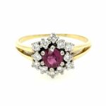 Entourage Rubin Ring Gr. 57 ca. 0,35 ct Diamanten Bicolor 585/ 14K Vorschau