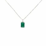 Smaragd Kette 45 cm kleiner Diamant Weißgold 750/ 18K Vorschau