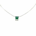 Smaragd Kette 45 cm kleiner Diamant Weißgold 750/ 18K - Bild 2 Vorschau