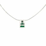 Smaragd Kette 45 cm kleiner Diamant Weißgold 750/ 18K - Bild 4 Vorschau
