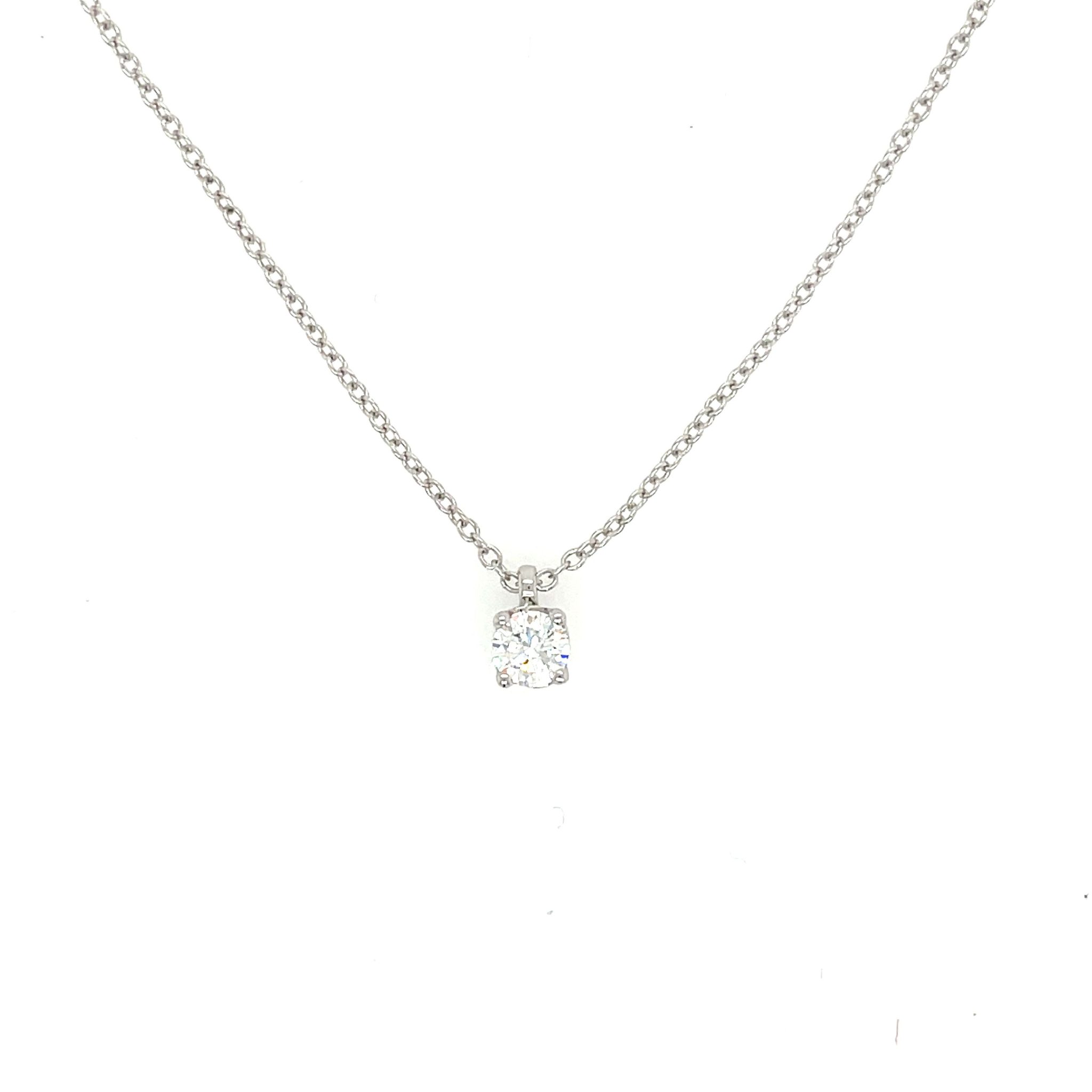 Rüschenbeck Kette mit Solitäranhänger 44 cm 0,30 ct Diamant Weißgold 18K GIA Zertifikat