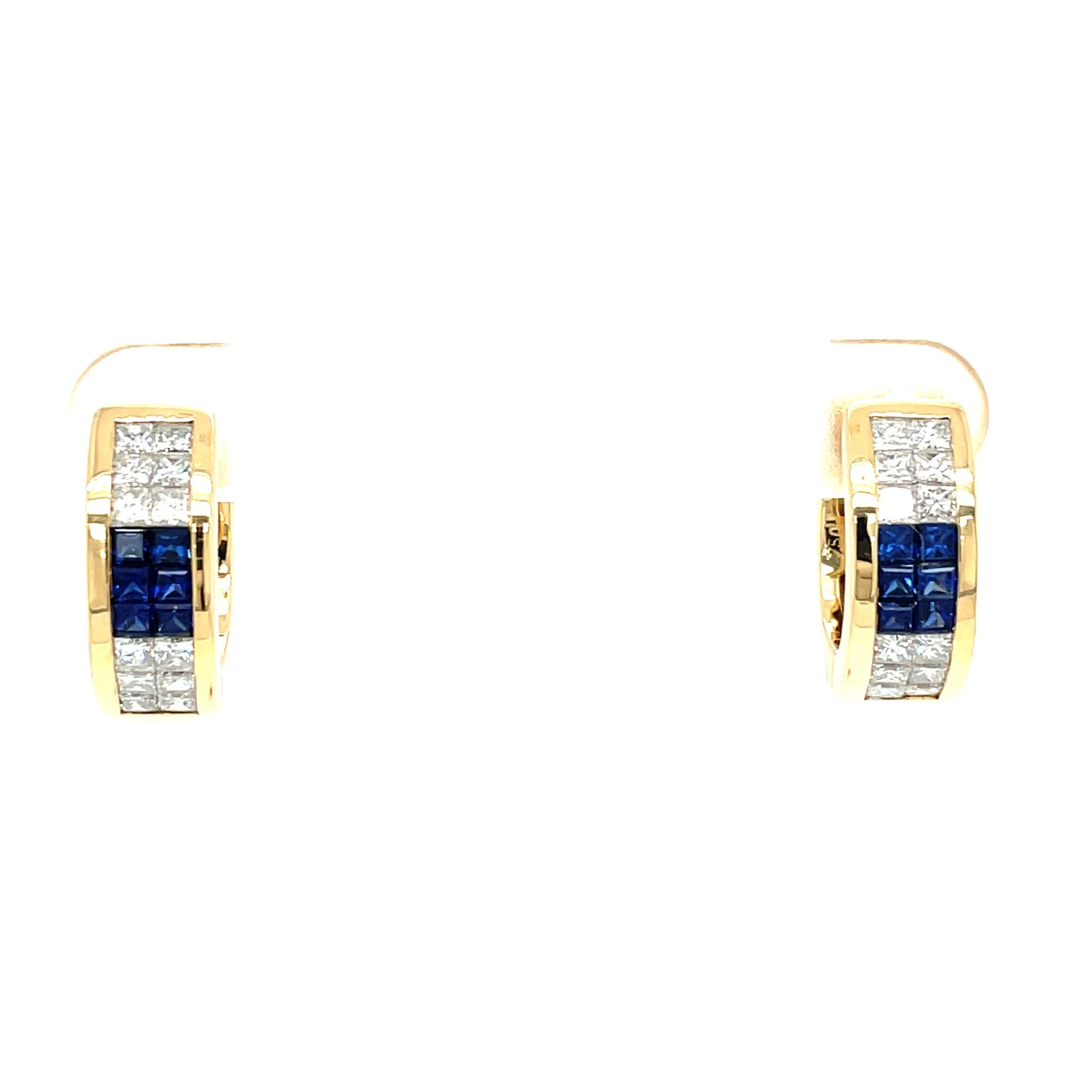 Wempe Saphir Creolen ca. 0,50 ct Diamanten Gelbgold 750/ 18K