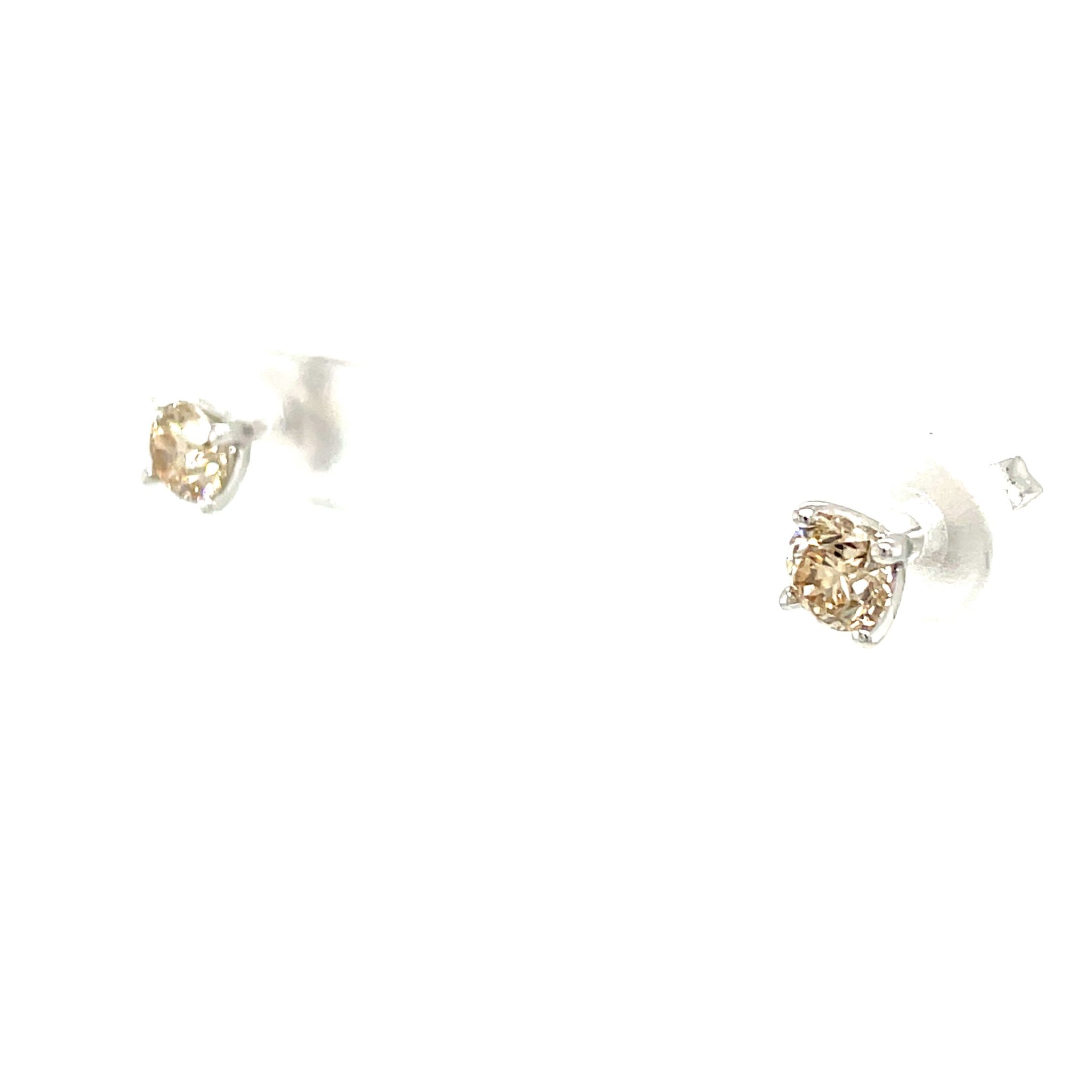 Solitärohrstecker 1,0 ct Diamanten Weißgold 585/ 14K AIG Zertifikat - Bild 2