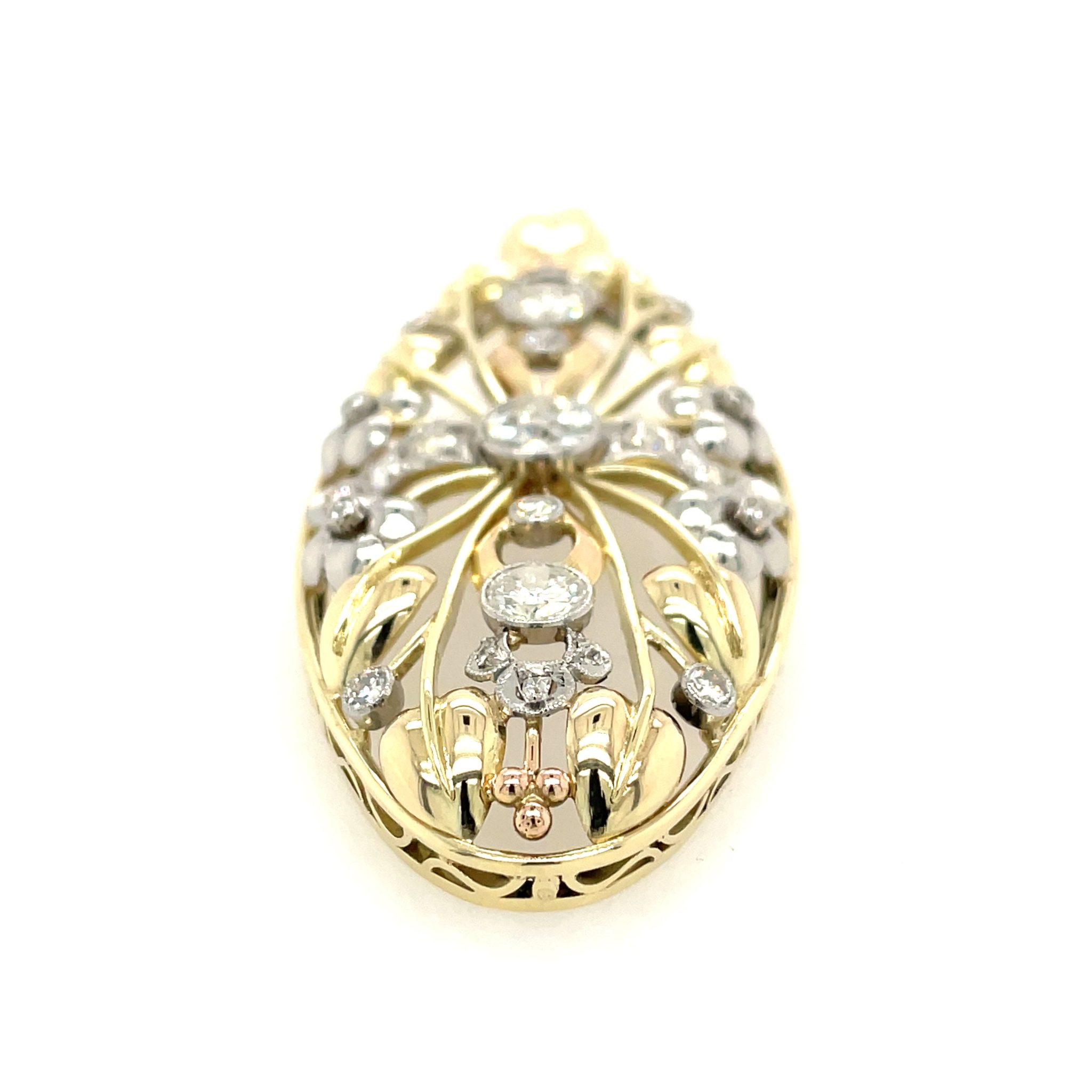 Art Deco Anhänger ca. 3,0ct Diamanten Bicolor 585/ 14K Handarbeit - Bild 2