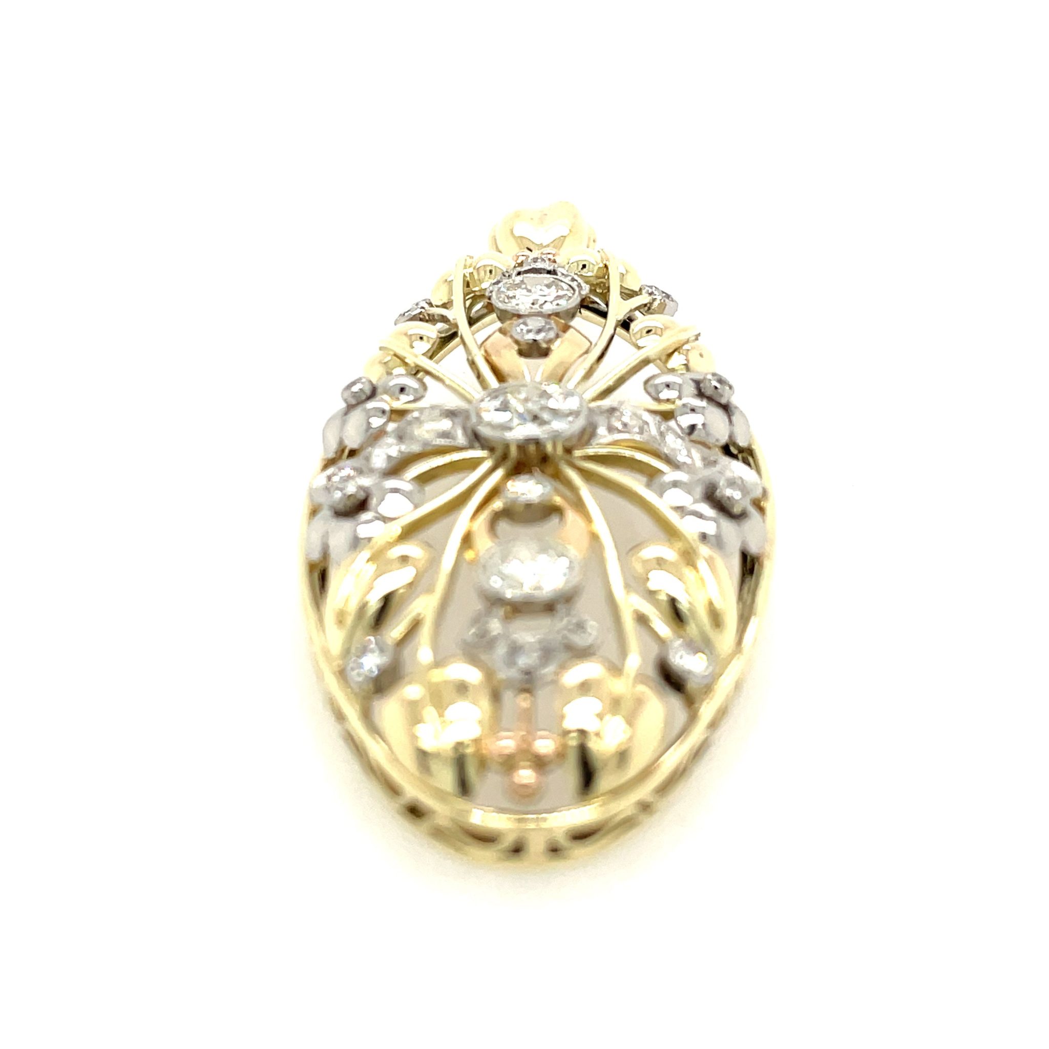 Art Deco Anhänger ca. 3,0ct Diamanten Bicolor 585/ 14K Handarbeit - Bild 3
