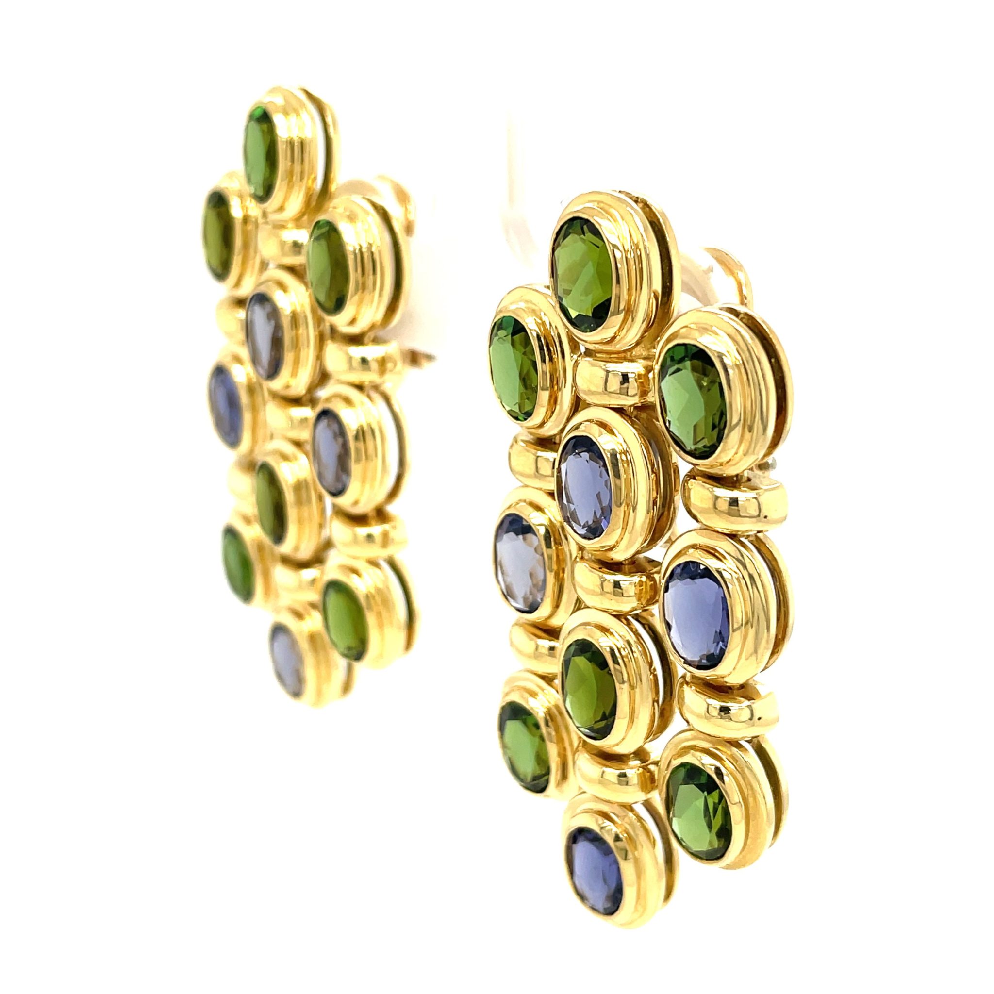 Turmalin Clipohrhänger ca. 14ct Saphire Gelbgold 750/ 18K - Bild 2