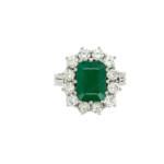 Smaragd Ring Weißgold 750 / 18K mit ins. ca. 1,2ct Diamanten Vorschau