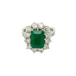 Smaragd Ring Weißgold 750 / 18K mit ins. ca. 1,2ct Diamanten - Bild 3 Vorschau
