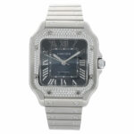 Cartier Santos Certified Ref. W4SA0006 Stahl Diamond Factory Setting Full Set 2022+Krokoband Vorschau
