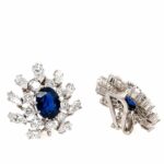 Saphir Ohrclips ca. 5,14 ct Diamanten Weißgold 750/ 18K - Bild 4 Vorschau