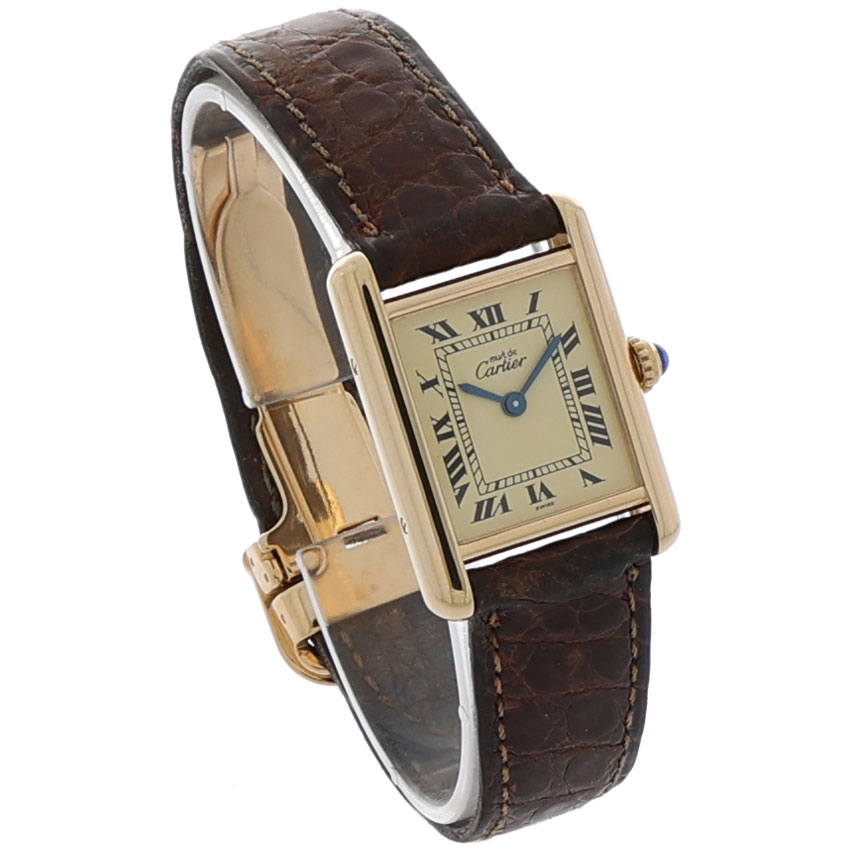 Cartier Tank Vermeil Ref. 1613 Argent 925 Ivory coulor dial Full Set 1996 - Bild 3