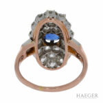 Art Deco Ring Gr.53,5 Roségold 585 / 14K mit 2,5ct Altschliff und Saphir - Bild 3 Vorschau