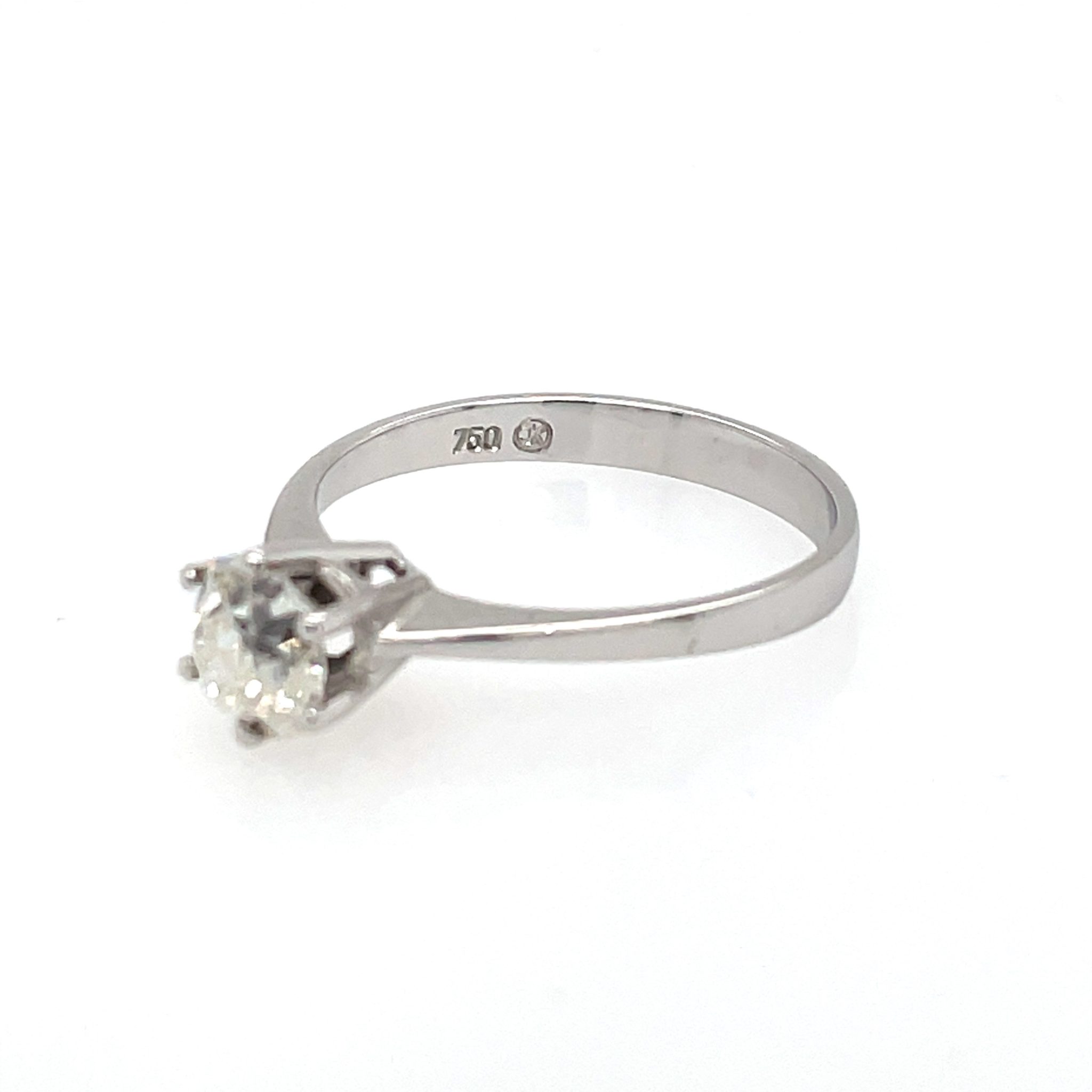 Solitärring Gr. 55 ca. 0,90 ct Diamant Weißgold 750/ 18K - Bild 4