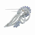 Vourakis Brosche Platin 950 mit 8,6ct Diamanten und 6,8ct Saphiren - Bild 4 Vorschau