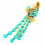 „Pfau“ Brosche mit Türkisen Gelbgold 585/ 14K - Bild 4 Vorschau