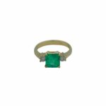 Kolumbianischer Smaragd Ring Gelbgold 750 / 18K mit Diamanten Vorschau