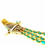 „Pfau“ Brosche mit Türkisen Gelbgold 585/ 14K - Bild 5 Vorschau