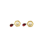 Ohrclips Gelbgold 750 / 18K mit 0,2ct Diamanten ,Turmalin Tropfen und Perlen - Bild 3 Vorschau