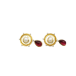 Ohrclips Gelbgold 750 / 18K mit 0,2ct Diamanten ,Turmalin Tropfen und Perlen - Bild 4 Vorschau