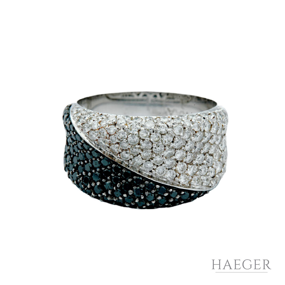 Black & White Diamant Ring Weißgold 750/18K. Gr. 52
