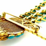 „Pfau“ Brosche mit Türkisen Gelbgold 585/ 14K - Bild 6 Vorschau