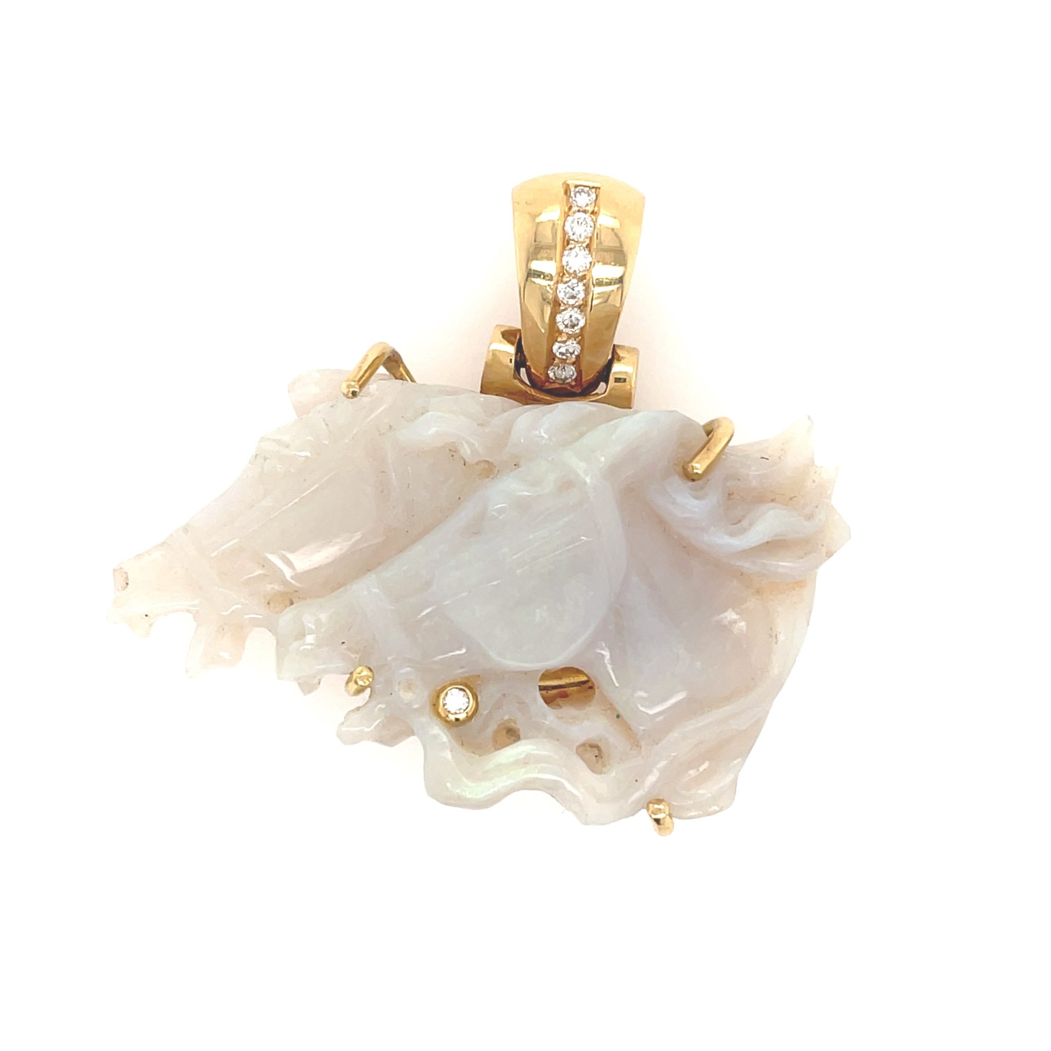Opal „Pferde“ Anhänger ca. 0,20 ct Brillanten Gelbgold 750/ 18K - Bild 6
