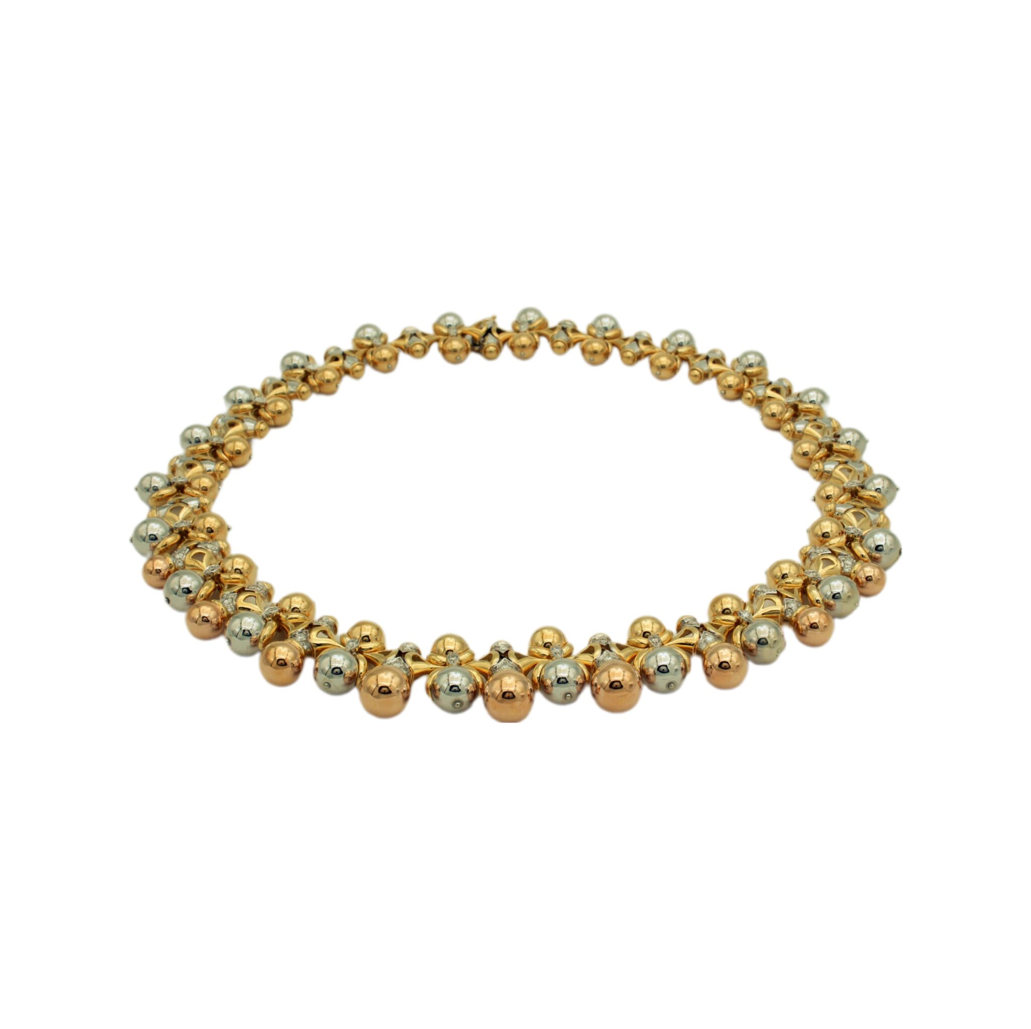 Tricolor Diamant Collier 750/18K 45cm - Bild 2