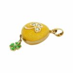 Faberge Anhänger Gelbgold 750 / 18K Emailliert mit Diamanten mit Box +Zertifikat - Bild 2 Vorschau