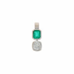 Smaragd Anhänger Weißgold 585 / 14K mit Altschliff ca. 0,88ct Vorschau