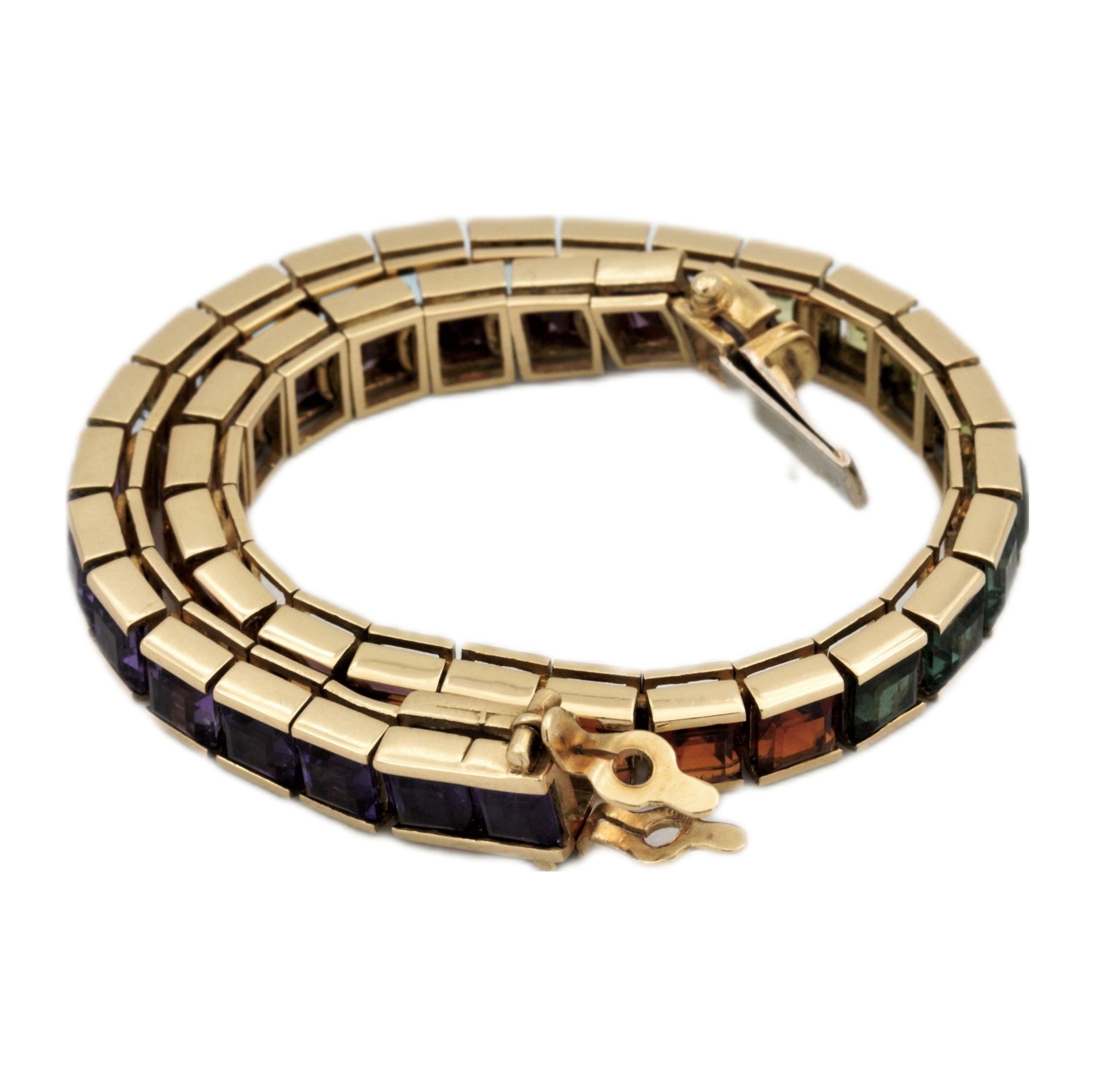 Regenbogen Armband 17,5cm Brasilianische Farbsteine Gelbgold 750/ 18K - Bild 2