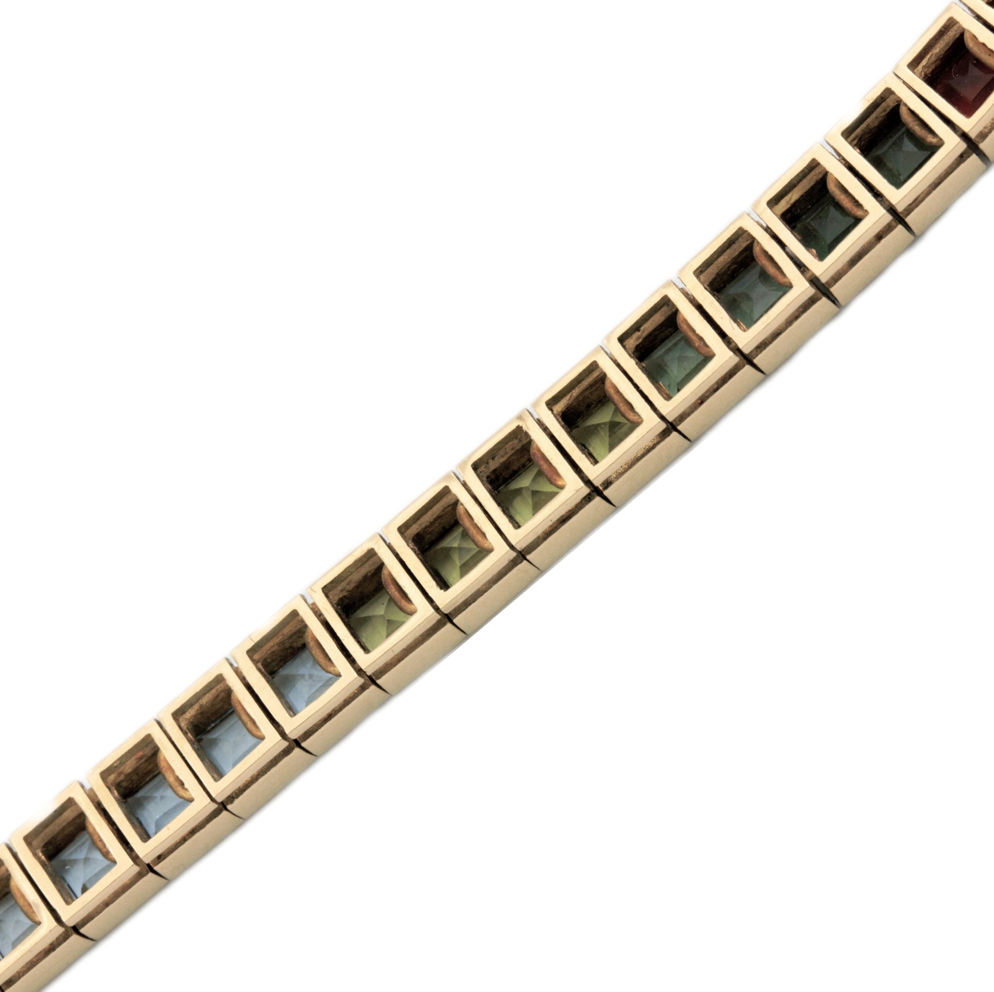 Regenbogen Armband 17,5cm Brasilianische Farbsteine Gelbgold 750/ 18K - Bild 3