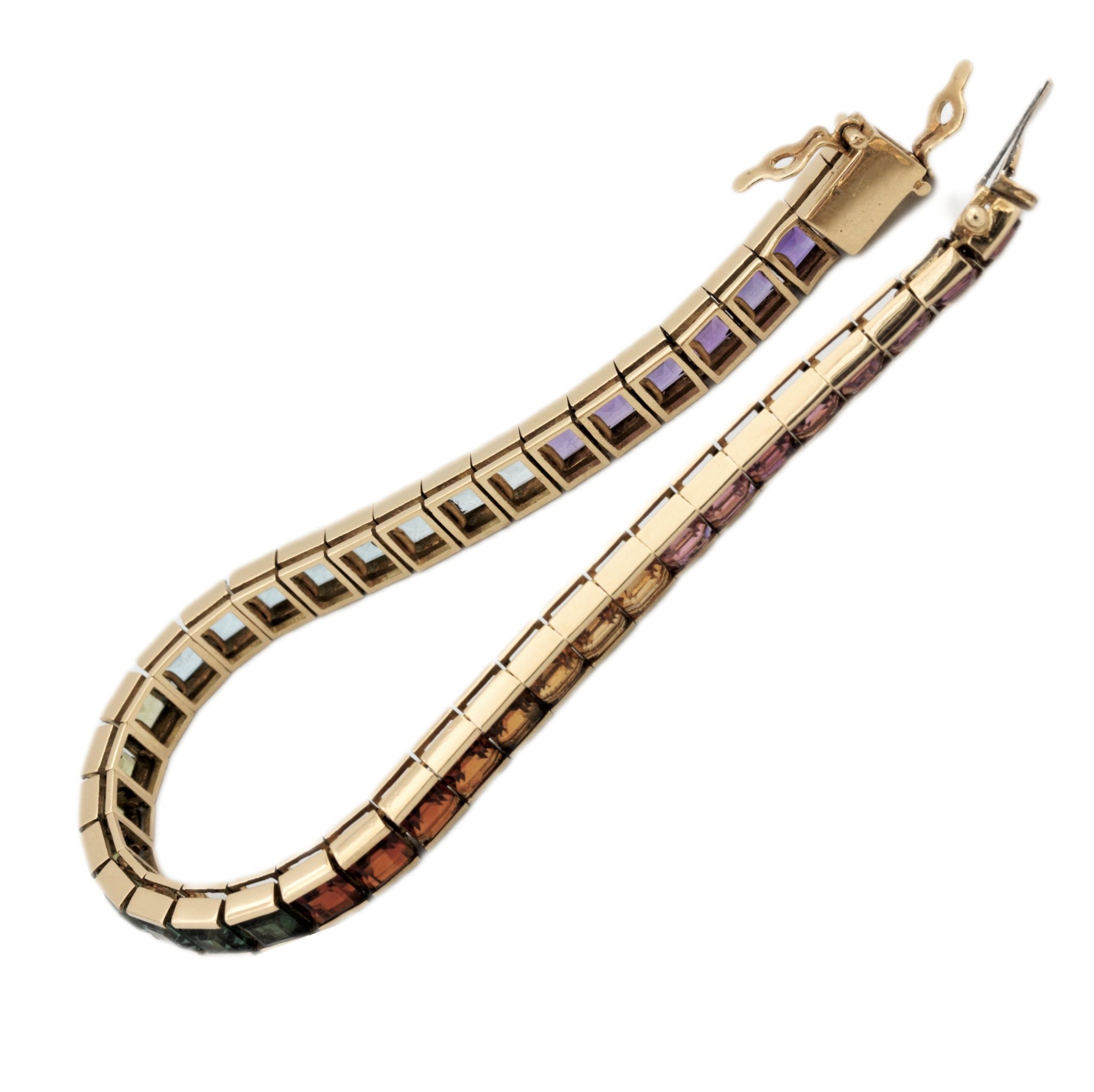 Regenbogen Armband 17,5cm Brasilianische Farbsteine Gelbgold 750/ 18K - Bild 7