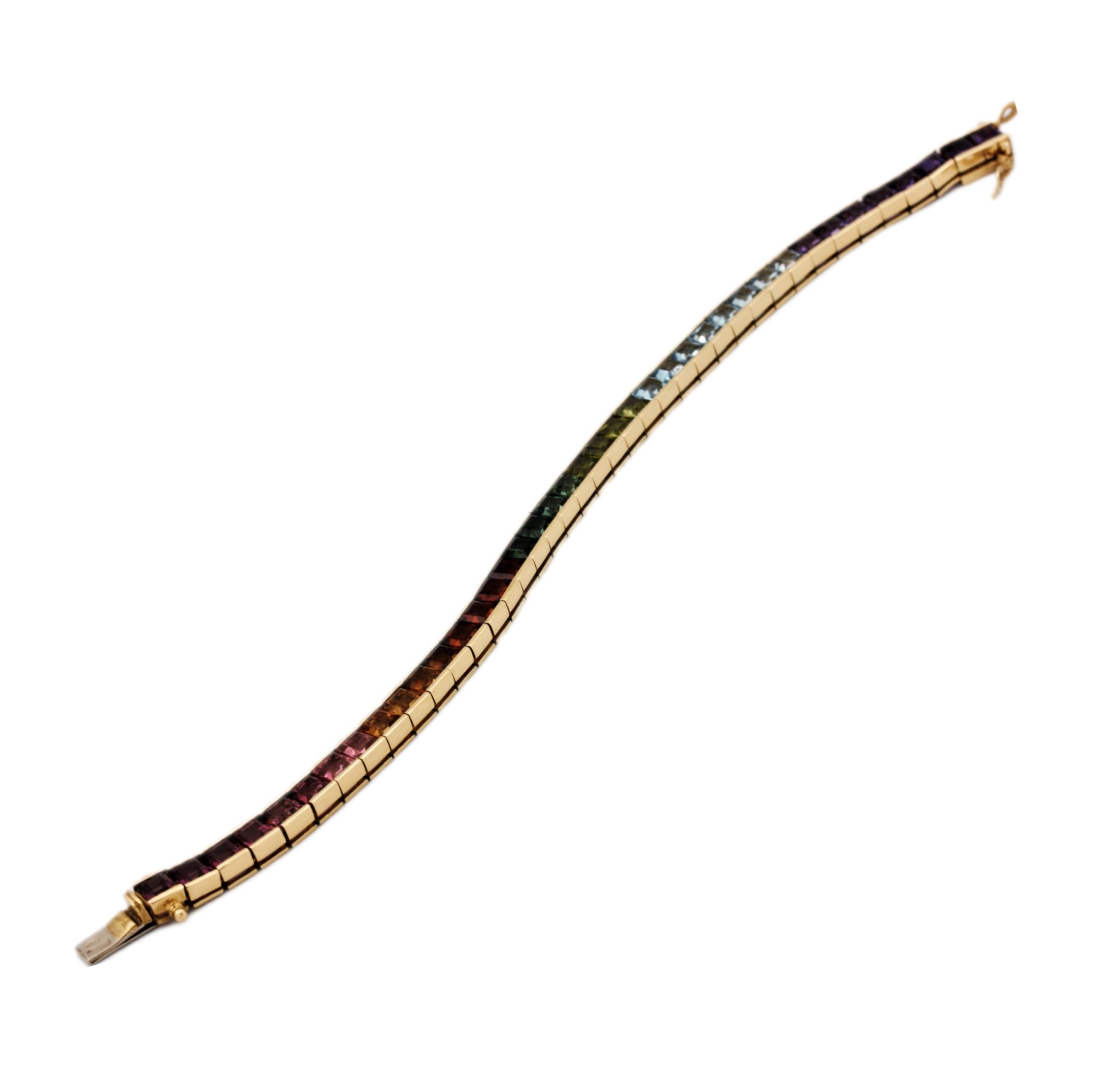 Regenbogen Armband 17,5cm Brasilianische Farbsteine Gelbgold 750/ 18K - Bild 8
